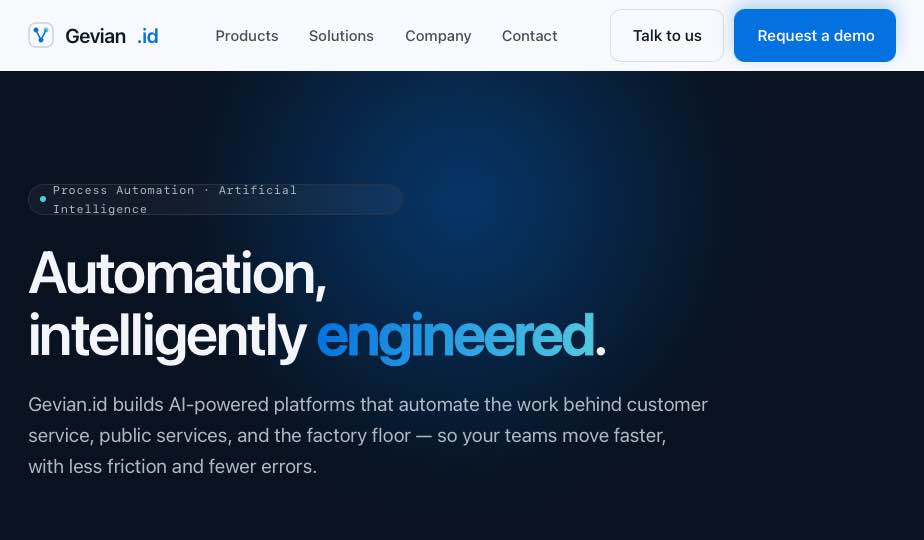 Gevian.id platform interface used by government and public service teams